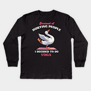 I Decided To Do Yoga - Goose Duck Yoga Kids Long Sleeve T-Shirt